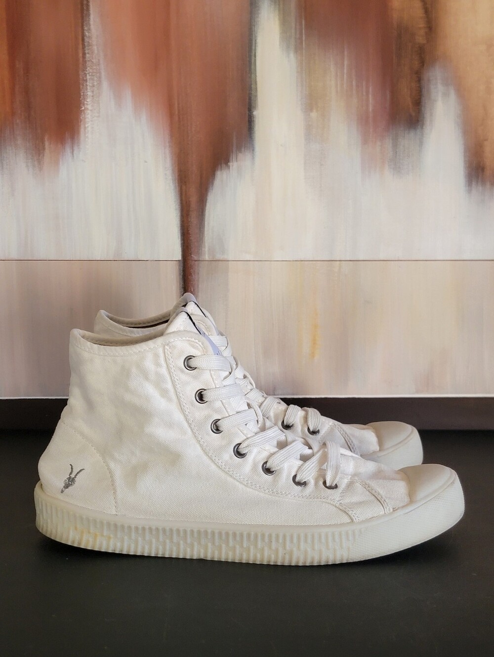 AllSaints Men Underground HT Beige Canvas Lace-Up Shoe Size 10 Boho